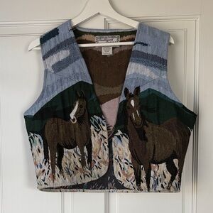 VINTAGE RARE Southwest Canyon Horse Country Western Vest large